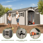 Lifetime 8 ft x 17.5 ft Dual-Entry Outdoor Storage Shed, Tan - Image 7
