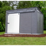 Suncast Modernist 10 ft x 7 ft Resin Barn-Door Storage Shed - Image 3