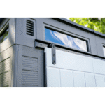 Suncast Modernist 10 ft x 7 ft Resin Barn-Door Storage Shed - Image 4