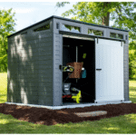 Suncast Modernist 10 ft x 7 ft Resin Barn-Door Storage Shed - Image 8