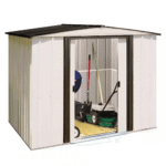 Newport 8 ft x 6 ft Galvanised Metal Shed, Eggshell and Coffee, Sliding Lockable Doors