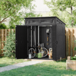 Suncast Modernist 6 ft x 5 ft Lean-To Resin Storage Shed with Floor, Grey - Image 3