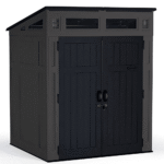 Suncast 6 ft x 5 ft Resin Storage Shed with Floor, Peppercorn Grey and Black