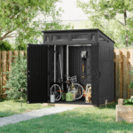 Suncast 6 ft x 5 ft Resin Storage Shed with Floor, Peppercorn Grey and Black - Image 3