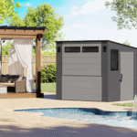 Suncast Cabana 8 ft x 7 ft Resin Storage Shed with Skylights, Floor Included - Image 2