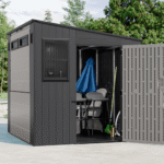Suncast Cabana 8 ft x 7 ft Resin Storage Shed with Skylights, Floor Included - Image 7