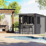 Suncast Cabana 8 ft x 7 ft Resin Entertainment Shed with Flip-Up Bar, Floor Included - Image 2