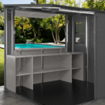 Suncast Cabana 8 ft x 7 ft Resin Entertainment Shed with Flip-Up Bar, Floor Included - Image 3