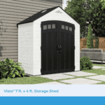 Suncast Vista 7 ft x 4 ft Resin Storage Shed With Floor Kit, Brown - Image 2