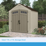 Suncast Vista 7ft W x 7ft D Resin Outdoor Storage Shed in Tan with Lockable Doors - Image 2