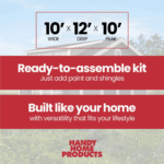 Handy Home Windemere 10ft W x 12ft D Wood Storage Shed with Dormer - Image 4