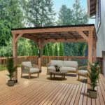 Backyard Discovery Arcadia 12 ft x 9.5 ft Cedar Slope-Roof Gazebo with USB PowerPort - Image 2