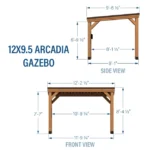 Backyard Discovery Arcadia 12 ft x 9.5 ft Cedar Slope-Roof Gazebo with USB PowerPort - Image 4