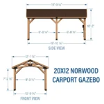 Backyard Discovery Norwood 20 x 12 Carport Gazebo with Cedar Posts and Steel Roof - Image 5