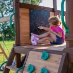 Backyard Discovery Cedar Cove Wooden Swing Set with Dual Slides, Rock Wall and Three Swings - Image 3