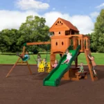 Backyard Discovery Monterey Wooden Swing Set with Clubhouse, Playhouse and 10ft Slide - Image 2