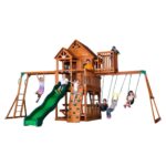 Backyard Discovery Skyfort II Wooden Swing Set with Clubhouse, Slide and Monkey Bars