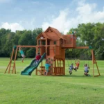 Backyard Discovery Skyfort II Wooden Swing Set with Clubhouse, Slide and Monkey Bars - Image 2