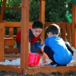 Backyard Discovery Skyfort II Wooden Swing Set with Clubhouse, Slide and Monkey Bars - Image 4