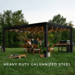 Backyard Discovery Trenton 4.9m x 3.7m Modern Galvanised Steel Pergola in Black - Image 10