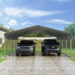 Classic DIY Steel Carport Kit 20ft W x 20ft L x 7ft H with Slip-Fit Frame - Image 3