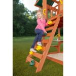 Creative Cedar Designs Cedar Cottage Wooden Swing Set with Slide, Trapeze and Rock Wall - Image 2