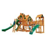 Gorilla Playsets Empire Extreme Cedar Wooden Swing Set with Monkey Bars, Clatter Bridge and 3 Slides