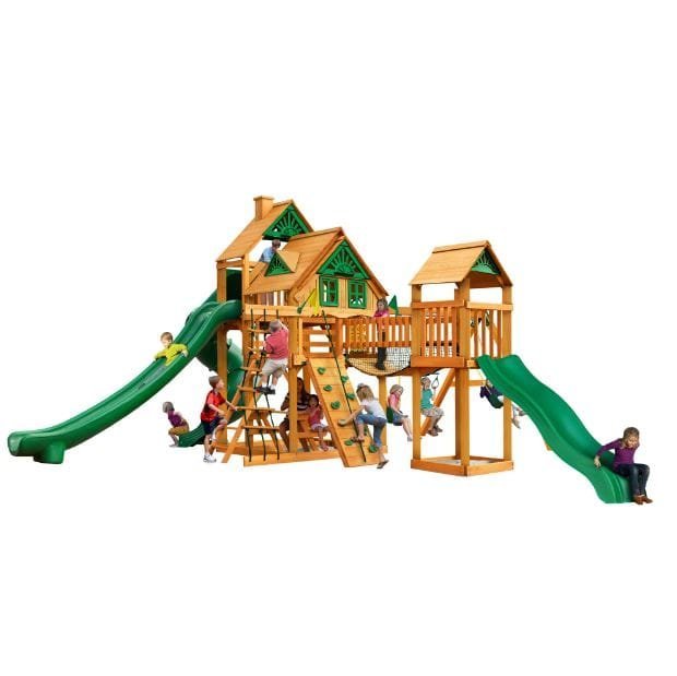 hw-302-image-1.jpg Gorilla Playsets Mountaineer Treehouse Cedar Wooden Swing Set with Tube Slide and Sandbox - Image 1