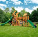 Gorilla Playsets Mountaineer Treehouse Cedar Wooden Swing Set with Tube Slide and Sandbox - Image 2