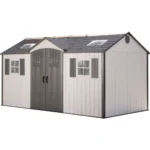 Lifetime 15 x 8 ft Side-Entry Steel-Reinforced Garden Storage Shed with Skylights and Shelving