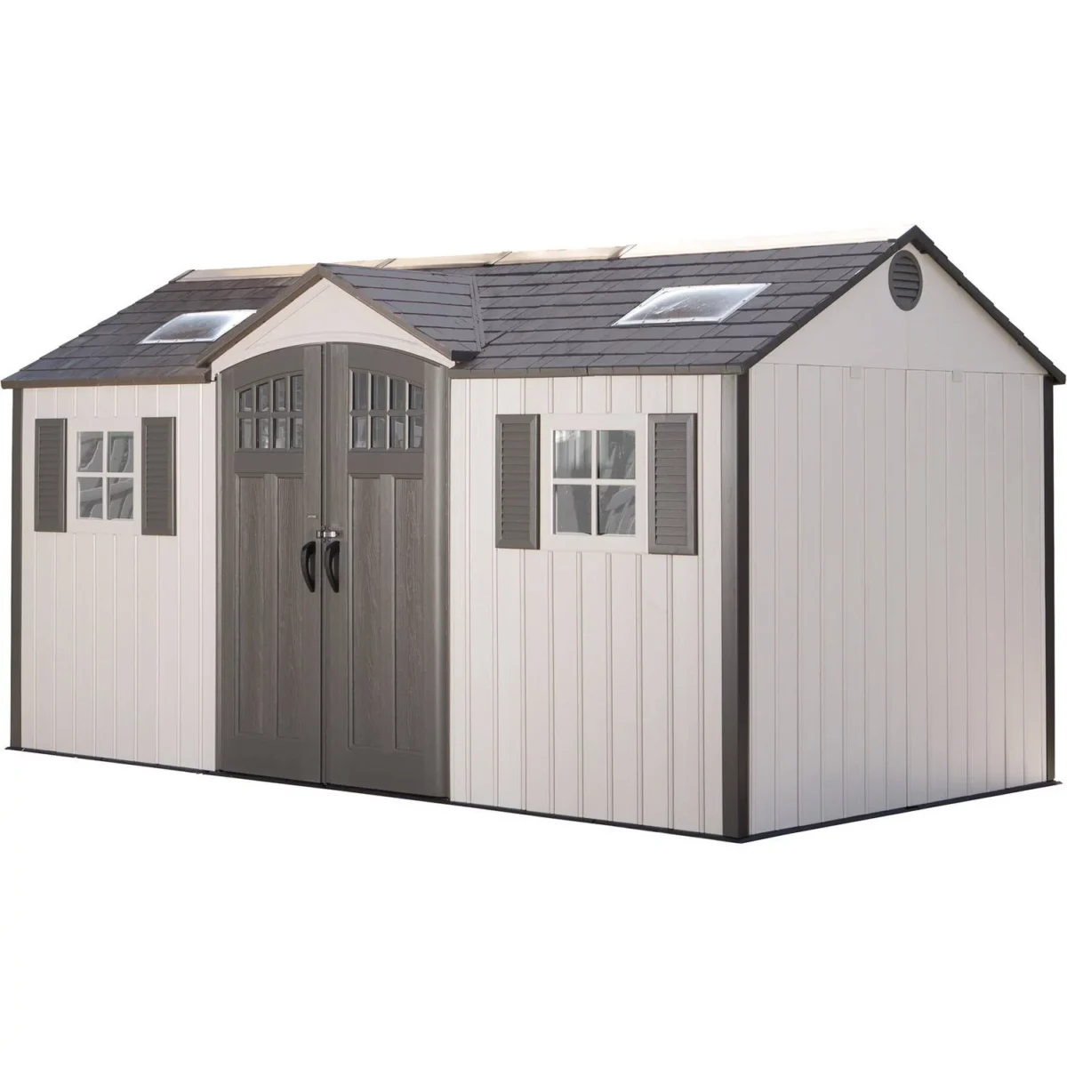 hw-303-image-1.webp Lifetime 15 x 8 ft Side-Entry Steel-Reinforced Garden Storage Shed with Skylights and Shelving - Image 1
