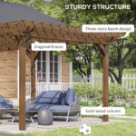 Outsunny Wooden Garden Pergola, Fir Wood DIY Kit, 240 x 144 x 88.5 in Rectangular Frame - Image 2