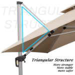 PURPLE LEAF Double-Top Solar LED Square Cantilever Patio Umbrella with Aluminium Frame - Image 10