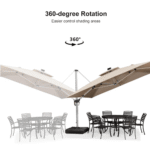 PURPLE LEAF Double-Top Solar LED Square Cantilever Patio Umbrella with Aluminium Frame - Image 11