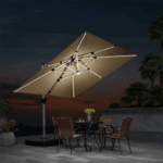PURPLE LEAF Double-Top Solar LED Square Cantilever Patio Umbrella with Aluminium Frame - Image 2
