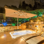 PURPLE LEAF Double-Top Solar LED Square Cantilever Patio Umbrella with Aluminium Frame - Image 3