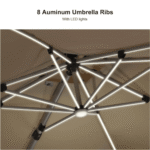 PURPLE LEAF Double-Top Solar LED Square Cantilever Patio Umbrella with Aluminium Frame - Image 4