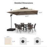 PURPLE LEAF Double-Top Solar LED Square Cantilever Patio Umbrella with Aluminium Frame - Image 8
