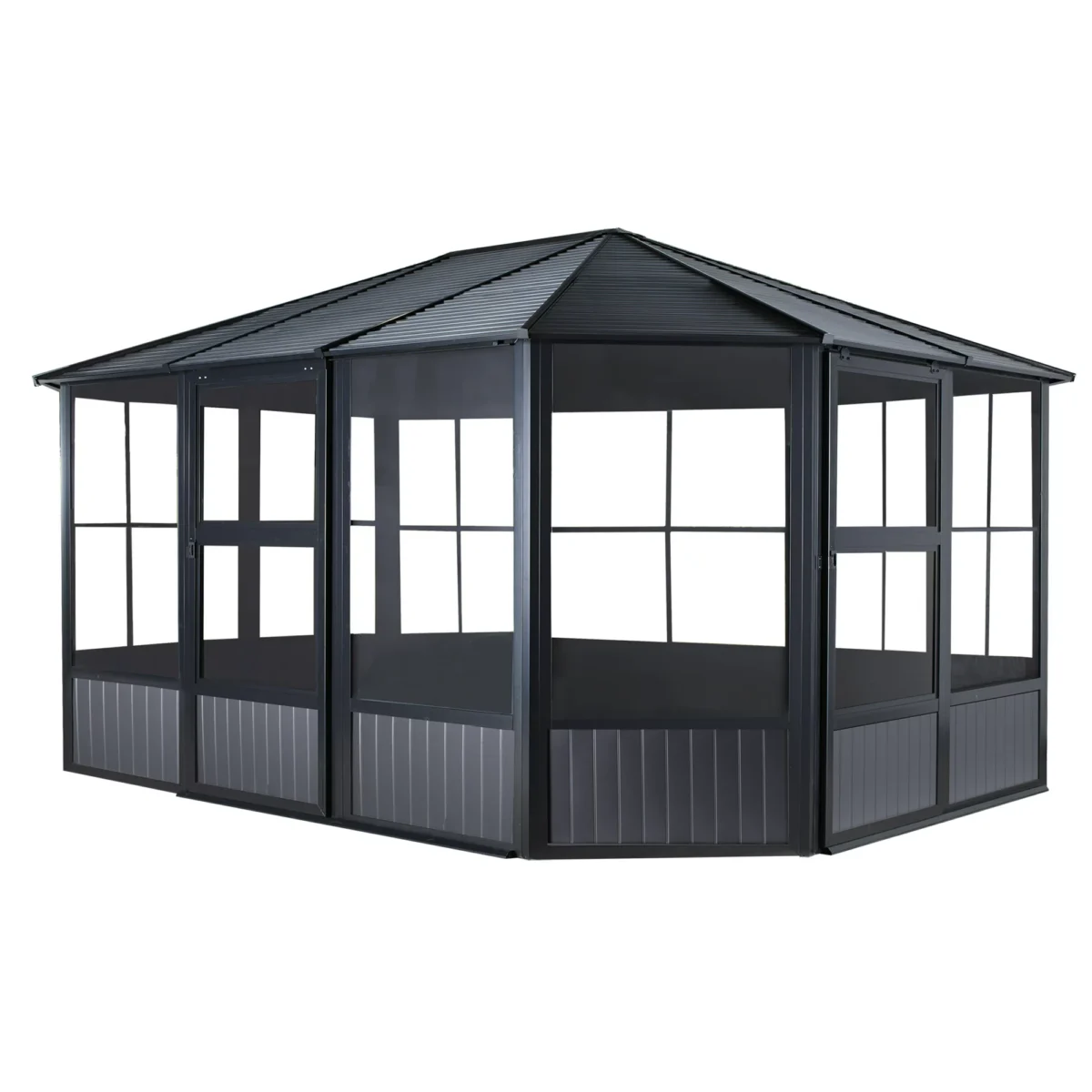 hw-309-image-1.webp Sojag Charleston Solarium 12 x 15 ft Dark Grey Aluminium with Galvanised Steel Roof - Image 1