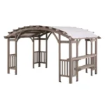 Sunjoy Bellucci 10 x 14 ft Light Grey Cedar Wood Arched Pergola