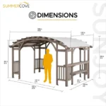 Sunjoy Bellucci 10 x 14 ft Light Grey Cedar Wood Arched Pergola - Image 3