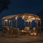 Sunjoy Bellucci 10 x 14 ft Light Grey Cedar Wood Arched Pergola - Image 5