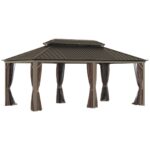 Sunmthink 12 x 20 ft Hardtop Gazebo with Double Roof and Aluminium Frame