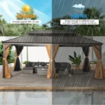 Sunmthink 12 x 20 ft Hardtop Gazebo with Double Roof and Aluminium Frame - Image 5