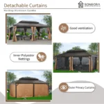 Sunmthink 12 x 20 ft Hardtop Gazebo with Double Roof and Aluminium Frame - Image 6
