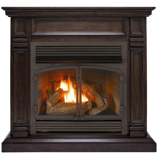 hw-374-image-1.jpg Duluth Forge Dual Fuel Ventless Gas Fireplace with Mantel 32,000 BTU, Chocolate Finish (DFS-400T-2CH) - Image 1
