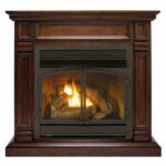 Duluth Forge Dual Fuel Ventless Gas Fireplace with Mantel 32,000 BTU, Walnut Finish (DFS-400T-2W)