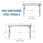 Hawthorne 14 x 12 Steel Pergola with Sail Shade Canopy and PowerPort, White - Image 3