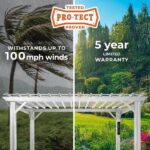 Hawthorne 14 x 12 Steel Pergola with Sail Shade Canopy and PowerPort, White - Image 4