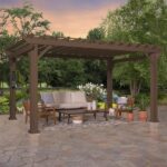Ashford 14ft x 12ft Traditional Steel Pergola with Sail Shade Canopy and PowerPort